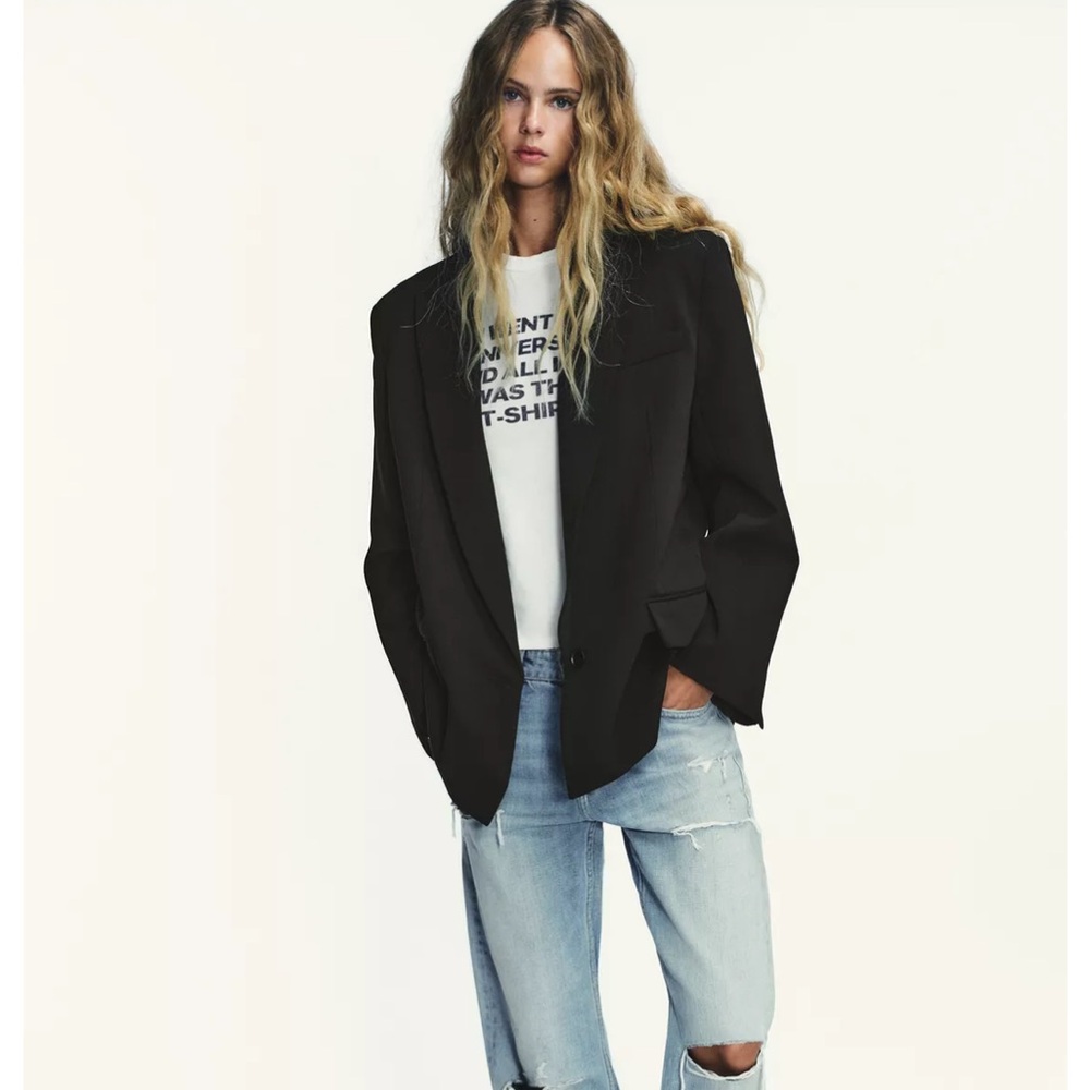 Zara NWT oversized basic blazer black 5427/734